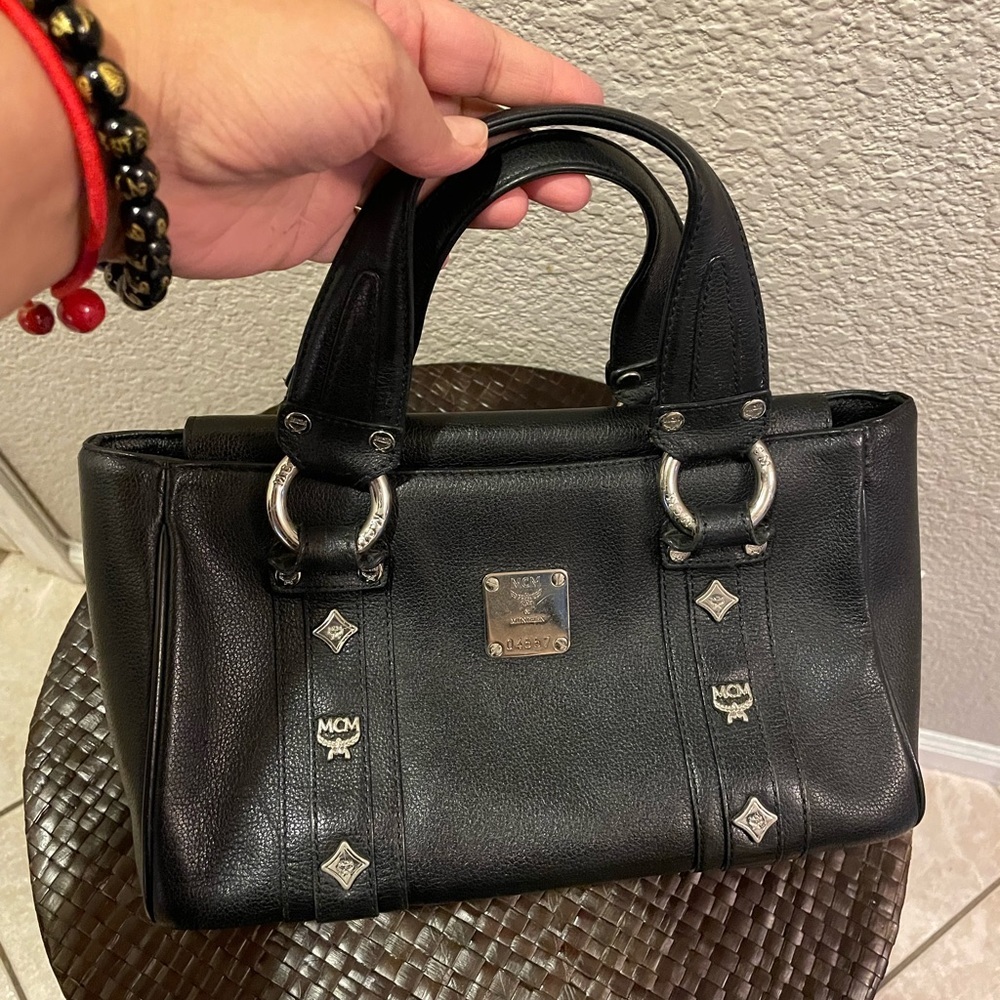 Authentic MCM Handbag with silver hardware studs